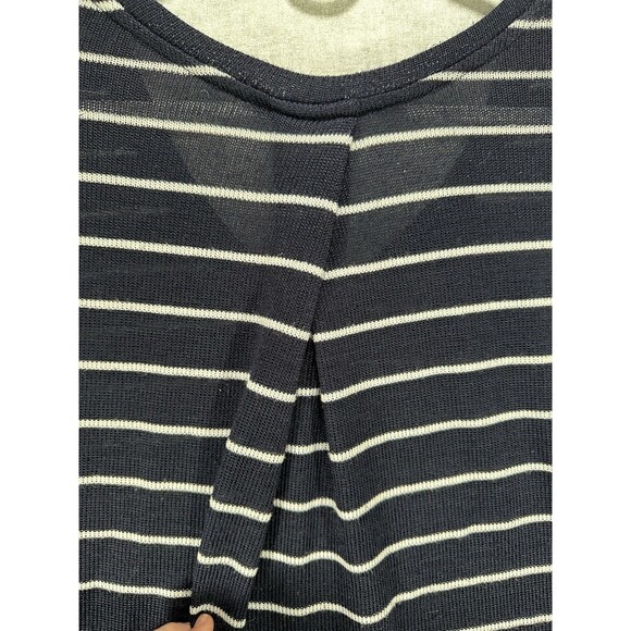 Merona V-neck Navy Blue Striped Nautical Slouch Sweater Oversized Women’s Small - Picture 5 of 7